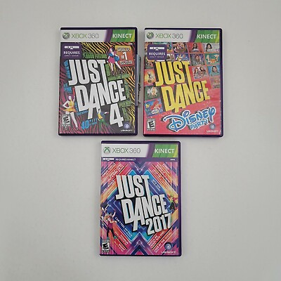 #ad Lot Of 3 Xbox 360 Kinect Games: Just Dance 4 Disney Party 2017 $35.00