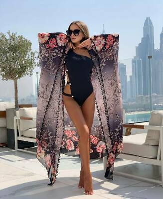 Swimsuit with Beach Cover Up Boho Floral Print Beach Dress Custom Long Cover up $89.00