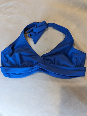 #ad ATHLETA Bra Cup Wrap Halter Bikini Top Yacht Blue 34 B C New Retail $69 $14.99