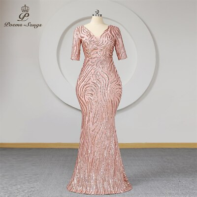 #ad Women Plus Size Dress Evening Dress V Neck Long Party Dresses Formal Maxi Dress $108.13