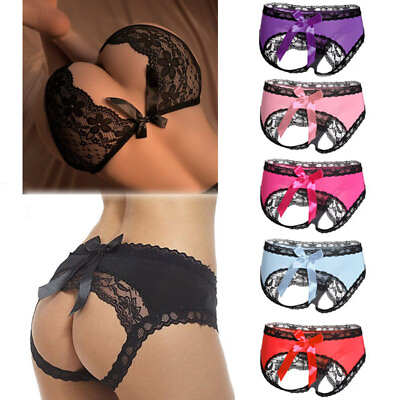 #ad Women Sexy Lace Briefs Crotchles G string Thongs Lingerie Underwear Panties $1.79