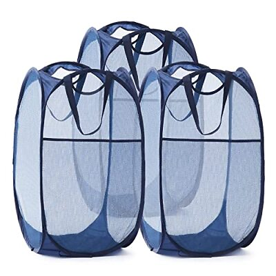 Mesh Up Laundry Hamper with Durable Handles Portable Collapsible Baskets $28.94