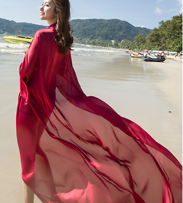 #ad Women Summer Silk Blend Satin Beach Bikini Cover Up Wrap Scarf Shawl Swimwear $11.69
