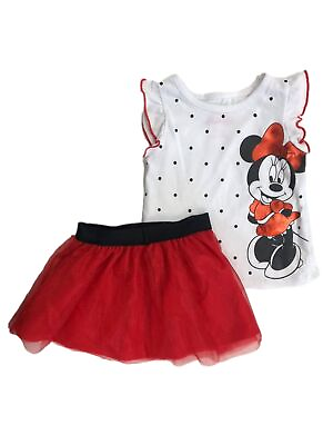 Disney Infant Toddler Girls White Minnie Mouse Top With Red Tutu Skirt $26.99