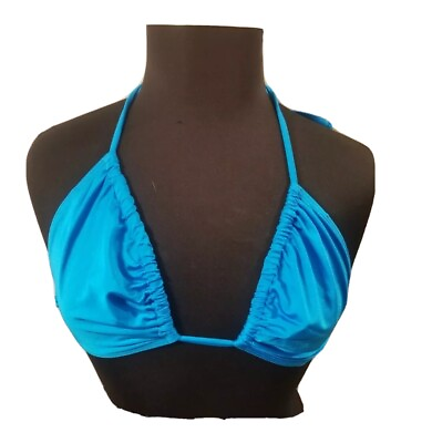 #ad Curvy Beach Bathing Suit Ocean Blue Top A B #72 $15.00