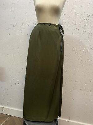 #ad Jaclyn Smith Womans Side Tie Wrap Maxi skirt Long Green Rayon $15.00