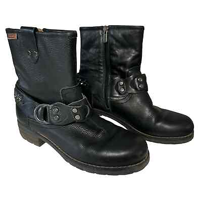 #ad Pikolinos Size 37 US 7 7.5 Monzo Moto Black Leather Boots $64.99