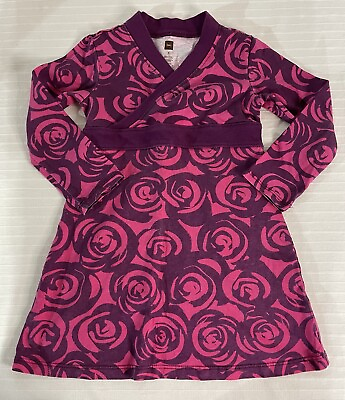 #ad Girls Wrap Groovy Hippy Bold Print Dress From Tea Collection Sz 3 $15.00
