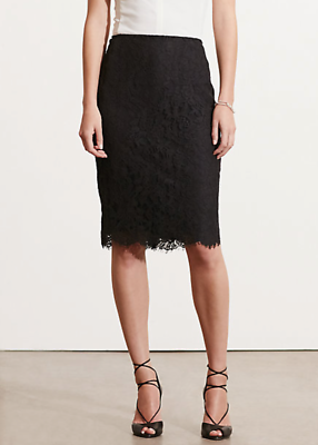#ad Lauren Ralph Lauren Lace Pencil Skirt Size 6 Black Cocktail Knee Length Work $17.94