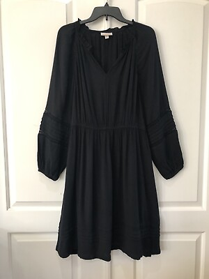 #ad Knox Rose Dress Size L Black V neck Boho Maxi Dress Lace Long Sleeve New $14.98