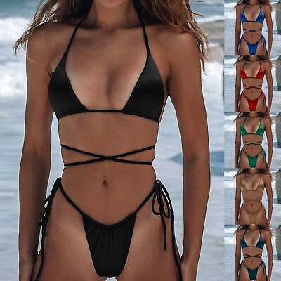 #ad #ad Women Bikini Set High Waisted Plus Size High Waisted Summer Beachwear $14.79