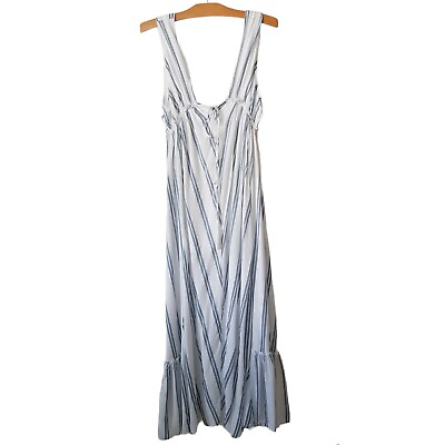 #ad Victoria Sophia Womens L Coverup Maxi Dress Striped Boho Ruffled White $19.99