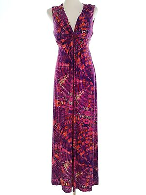 #ad Size 16 44 Purple Long Maxi Dress Viscose Sleeveless $73.49