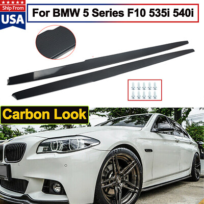 Side Skirt For BMW F10 5 Series 2011 2016 Extension Panel Lip Carbon Fiber color $130.64