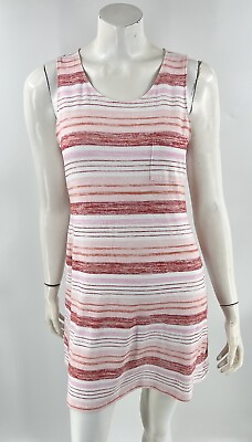 #ad Market Spruce Sun Dress Size M Petite Pink Red Striped Pocket Sleeveless Womens $12.80