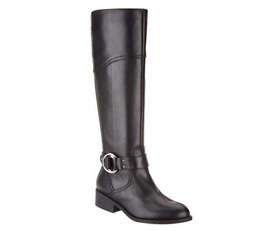 Marc Fisher Wide Calf Leather Riding Boots Gatway Black $39.99