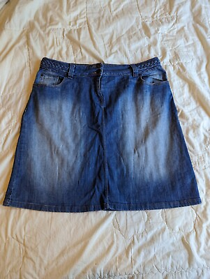 #ad Next Skirt Women UK 16 Blue Denim Cotton blend GBP 11.60