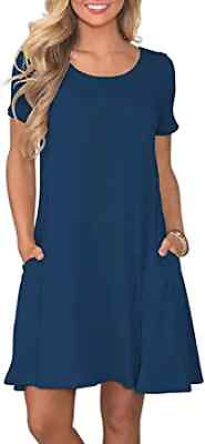 FZ FANTASTIC ZONE Womens Casual Summer T Shirt Dresses Short Sleeve Swing Dress $7.49