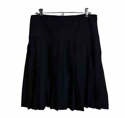 #ad #ad Theory Pleated Skirt Black Wool Blend Drop Waist 10 Above Knee Dark Academia $64.99