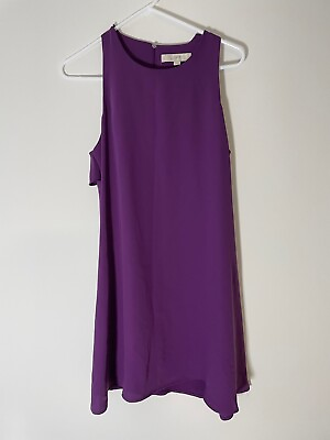 #ad #ad Loft Ruffle Back Swing Dress Ann Taylor Purple Keyhole small Loose 0131 $12.00