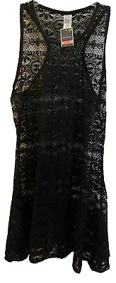 #ad Women#x27;s Cover Up Dress Size S M Black Lace Summer Beach Swim Sleeveless New $10.97