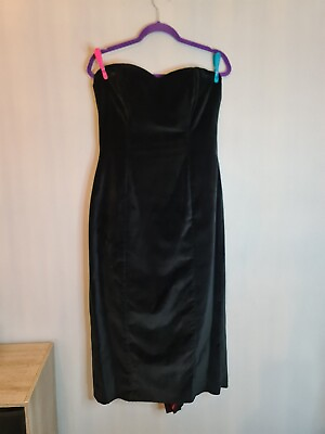 #ad Vintage La Seta Velvet Cocktail Dress Size 12 14 Bow Detail 34quot; Bust Pin Up GBP 24.00