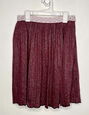 #ad Cat amp; Jack Glitter Hearts Skirt Girls Size XL 14 16 Knee Length Pull On Burgundy $5.84