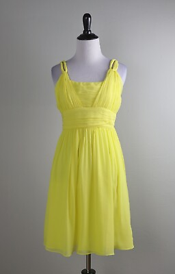 #ad #ad BANANA REPUBLIC NWT $150 Solid Yellow 100% Silk Evening Dress Size 4 Petite $44.99