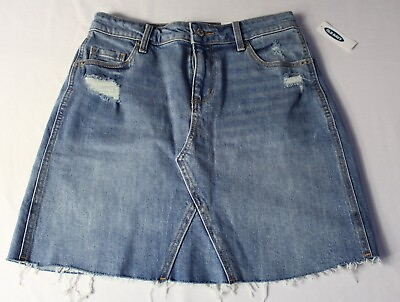 Old Navy Frayed 5 Pocket Mid Rise Blue Jean Denim Mini Short Skirt Women Size 4 $11.99