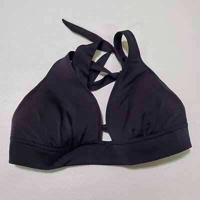 #ad Victoria#x27;s Secret Women Swimwear XL Black Bikini Padded Halter Tie Wireless $11.87