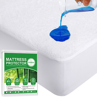 Bamboo Terry Waterproof Mattress Protector Soft Mattress Cover Pad All Sizes $28.99