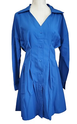 #ad New Blue Button Up Shirt Dress Size Medium $13.99