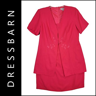 #ad Dressbarn Woman Red Pop Over Build In Cover Formal Cocktail Dress Size 16W $27.75