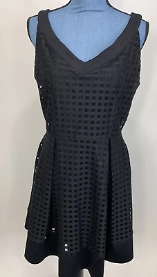 #ad Metaphor Womens Sleeveless Dress Medium Black V neck Overlay Cocktail $10.00