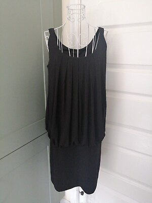 #ad Coast Sleeveless Mini Dress Stretch Bodycon Pleaed Party Evening Size 12 Black GBP 12.00