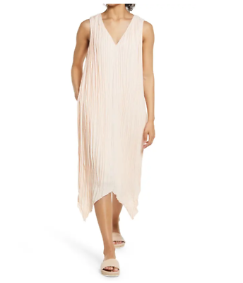 #ad Nordstrom Dress Pleated Sleeveless Midi Dress Beige Sz S NEW NWT N101 $47.60