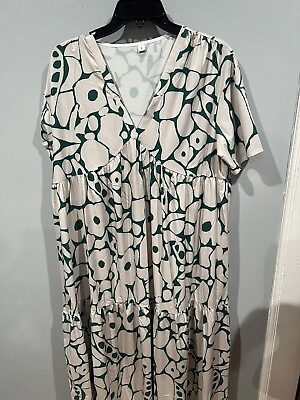 #ad Unbranded NWOT Boho Maxi Dress Ladies Size Large Green Ivory $29.50