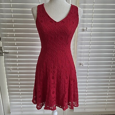 #ad Nordstrom Soiéblu Size Small Red Floral Lace Dress Formal Wedding Cocktail Event $10.00