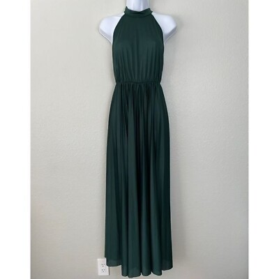 #ad ASOS green halter pleated waisted maxi dress open back 6 $39.99