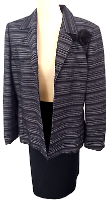 #ad KASPER Women Black 2PC Nylon Polyester Rayon Lined Skirt Suit Size 14 $42.99