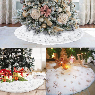 #ad 30#x27;#x27; 35#x27;#x27; Christmas Tree Skirt Tree Mat Xmas Holiday Party Decorations Ornaments $12.99