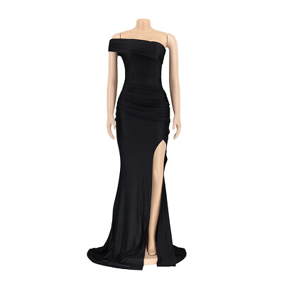 Women#x27;s Evening Dress One Shoulder Split Sleeveless Hip Wrap Long Dresses $36.99