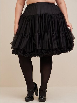 #ad Womens Torrid Layering Midi Petticoat Tulle Black Size 00 10 Medium NWT $70.95