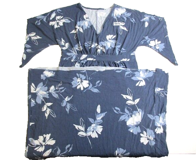 #ad Isabel Maternity Blue Floral V Neck Womens Maxi Dress 3 4 Sleeve Medium ** $15.29