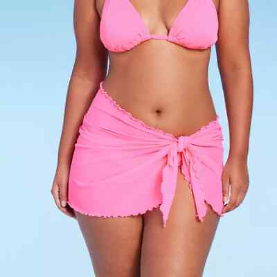 #ad Wild Fable Women#x27;s Mesh Sarong Swimsuit Cover Up Skirt Pink Size Small Medium $10.76