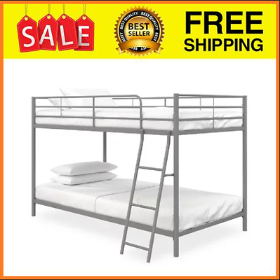 Mainstays Small Spaces Twin over Twin Low Profile Junior Bunk Bed Silver $112.64
