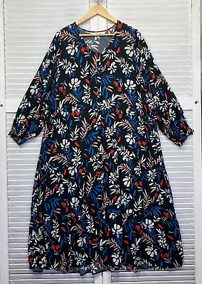 Virtuelle Dress Womens 22 Plus Maxi Floral Leaf Multicoloured Long Viscose AU $34.95