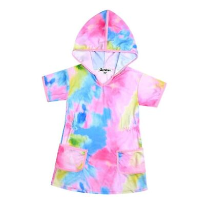 #ad Girls Swim Cover Up Tie Dye Terry Swimsuit Coverup Beach 8 9 Years Tie Dye E39 $30.98