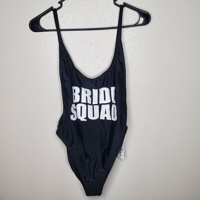 #ad NWT Bride Squad One Piece Swimsuit Black High Cut Scoop Back Dippin Daisy Large $34.99