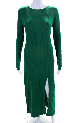 #ad #ad Line And Dot Womens Ribbed Knit Crew Neck Long Sleeve Maxi Dress Green Size L $48.79